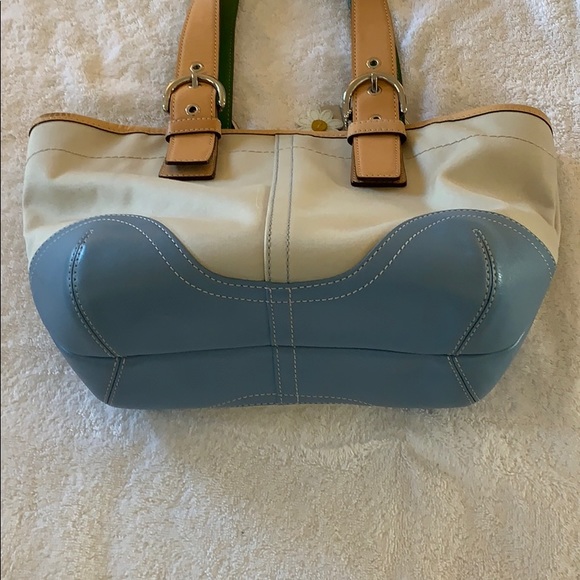Coach canvas/leather zip-top color block tote. - Picture 7 of 8